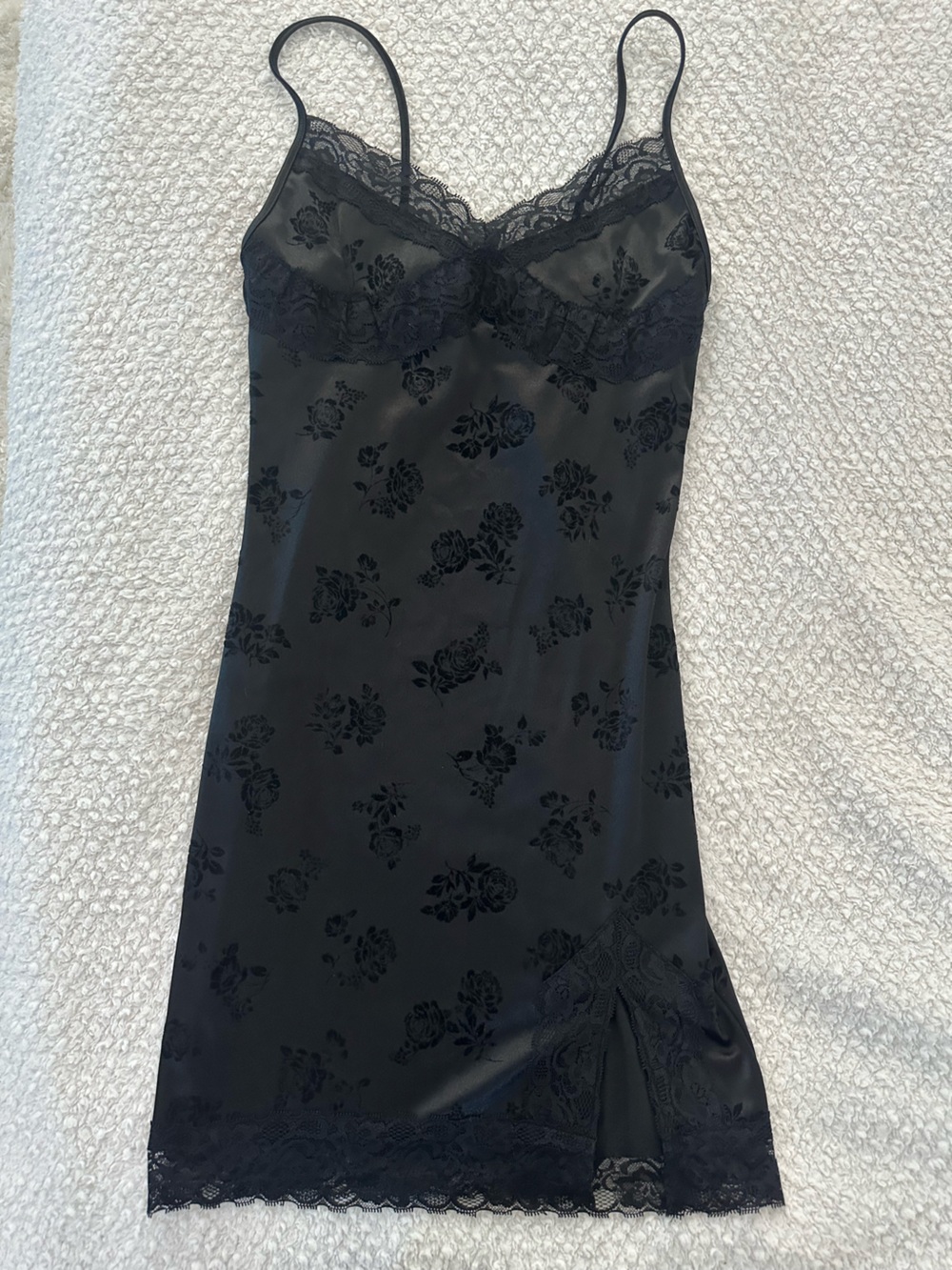 Motel Rocks Black Lace-Trim Slip Dress